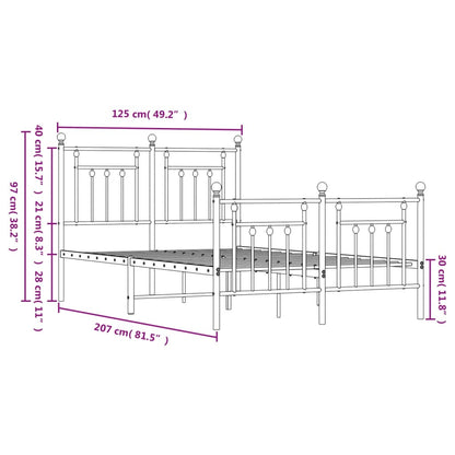 Metal Bed Frame without Mattress with Footboard Black 120x200cm
