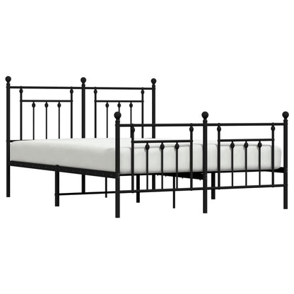 Metal Bed Frame without Mattress with Footboard Black 140x190cm