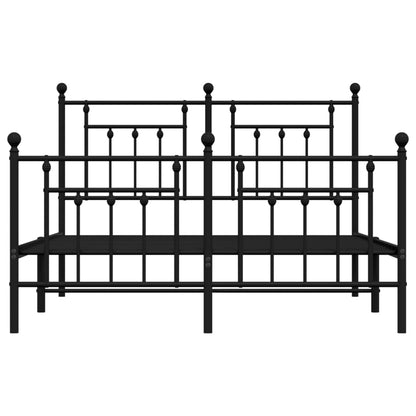 Metal Bed Frame without Mattress with Footboard Black 140x190cm