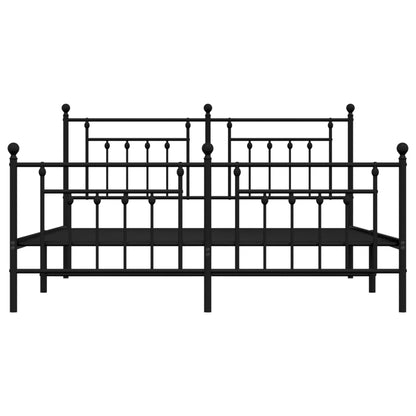 Metal Bed Frame without Mattress with Footboard Black 160x200cm