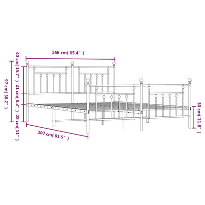 Metal Bed Frame without Mattress with Footboard Black 160x200cm