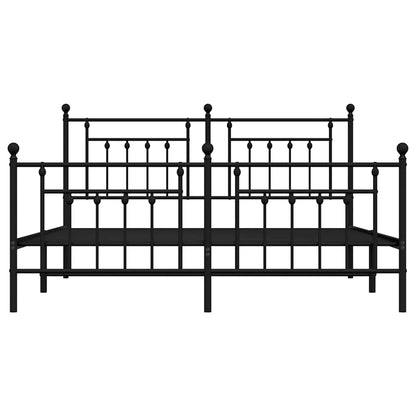 Metal Bed Frame without Mattress with Footboard Black 183x213cm
