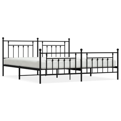 Metal Bed Frame without Mattress with Footboard Black 200x200cm