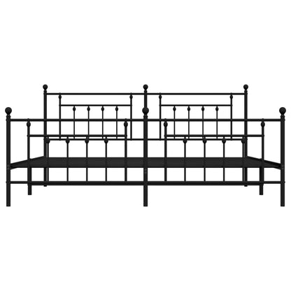 Metal Bed Frame without Mattress with Footboard Black 200x200cm