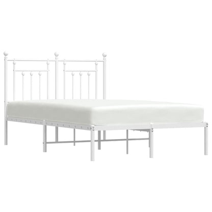 Metal Bed Frame without Mattress with Headboard White 120x200cm