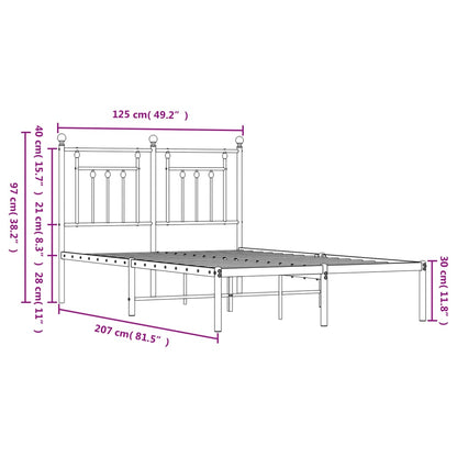 Metal Bed Frame without Mattress with Headboard White 120x200cm
