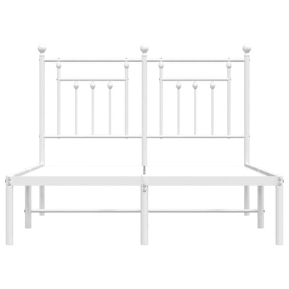 Metal Bed Frame without Mattress with Headboard White 135x190cm
