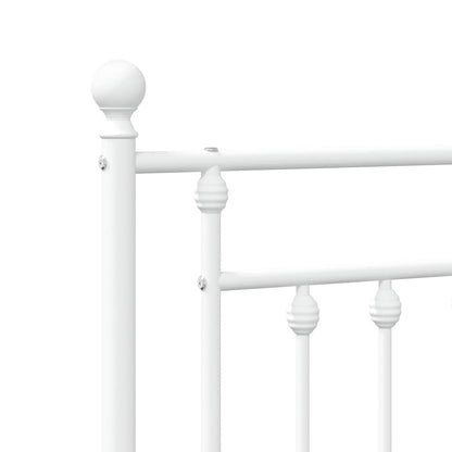 Metal Bed Frame without Mattress with Headboard White 135x190cm