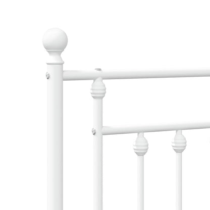Metal Bed Frame without Mattress with Headboard White 140x190cm