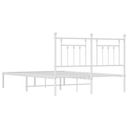 Metal Bed Frame without Mattress with Headboard White 140x200cm