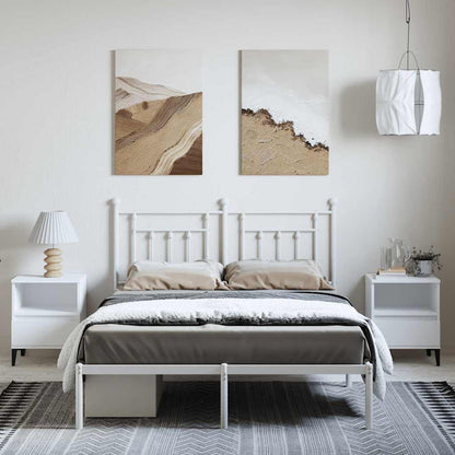 Metal Bed Frame without Mattress with Headboard White 150x200cm