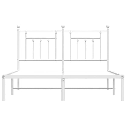 Metal Bed Frame without Mattress with Headboard White 150x200cm