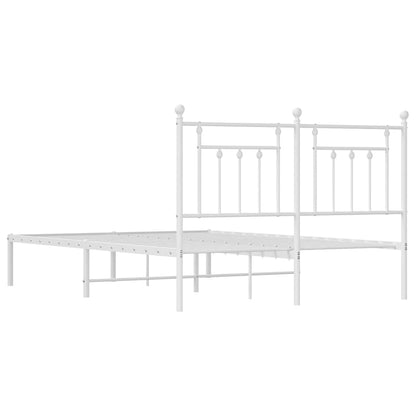 Metal Bed Frame without Mattress with Headboard White 150x200cm