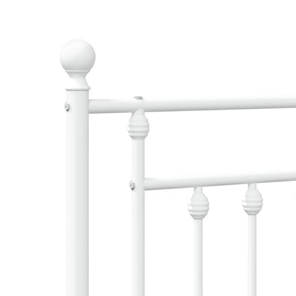 Metal Bed Frame without Mattress with Headboard White 180x200cm