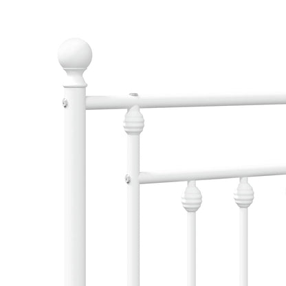 Metal Bed Frame without Mattress with Headboard White 193x203cm