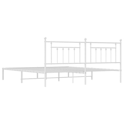 Metal Bed Frame without Mattress with Headboard White 200x200cm