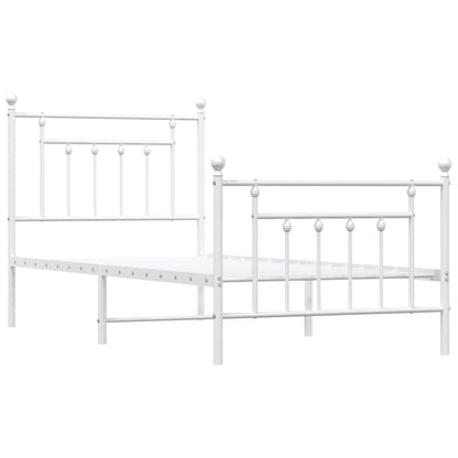 Metal Bed Frame without Mattress with Footboard White 80x200cm
