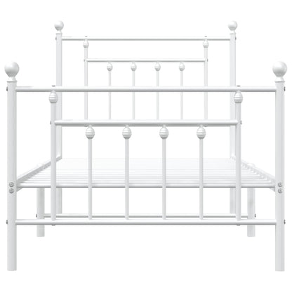 Metal Bed Frame without Mattress with Footboard White 80x200cm