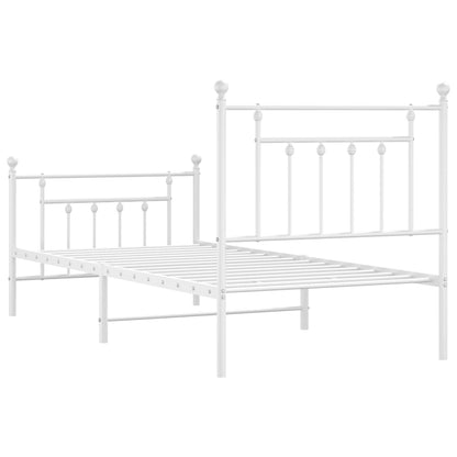 Metal Bed Frame without Mattress with Footboard White 80x200cm