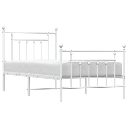 Metal Bed Frame without Mattress with Footboard White 90x190cm