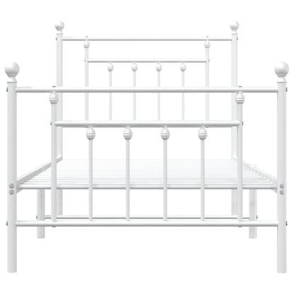 Metal Bed Frame without Mattress with Footboard White 90x190cm