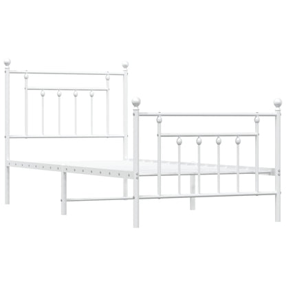 Metal Bed Frame without Mattress with Footboard White 90x200cm