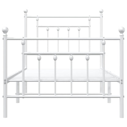 Metal Bed Frame without Mattress with Footboard White 90x200cm
