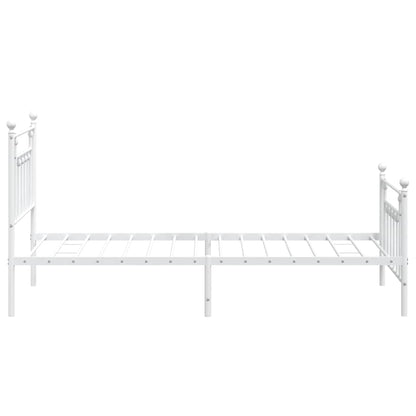 Metal Bed Frame without Mattress with Footboard White 100x190cm
