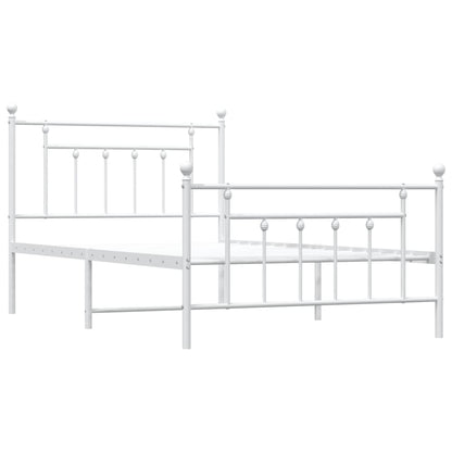 Metal Bed Frame without Mattress with Footboard White 100x200cm