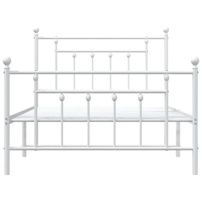 Metal Bed Frame without Mattress with Footboard White 100x200cm