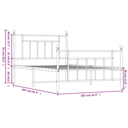 Metal Bed Frame without Mattress with Footboard White 100x200cm