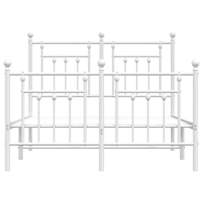 Metal Bed Frame without Mattress with Footboard White 120x200cm