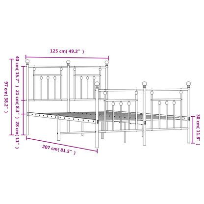 Metal Bed Frame without Mattress with Footboard White 120x200cm