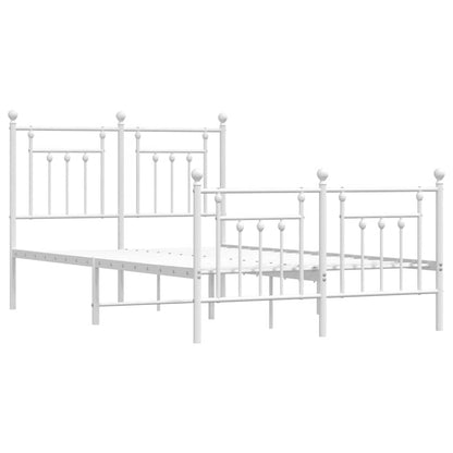 Metal Bed Frame without Mattress with Footboard White 135x190cm