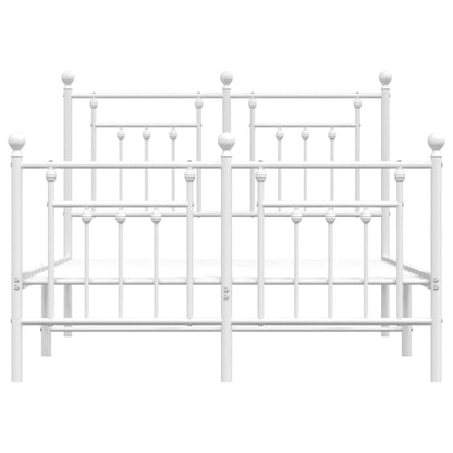 Metal Bed Frame without Mattress with Footboard White 135x190cm