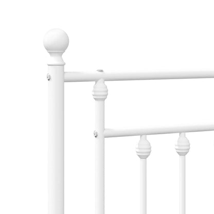 Metal Bed Frame without Mattress with Footboard White 135x190cm