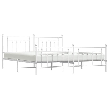 Metal Bed Frame without Mattress with Footboard White 193x203cm