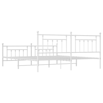 Metal Bed Frame without Mattress with Footboard White 193x203cm