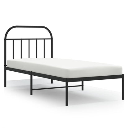 Metal Bed Frame without Mattress with Headboard Black 80x200cm