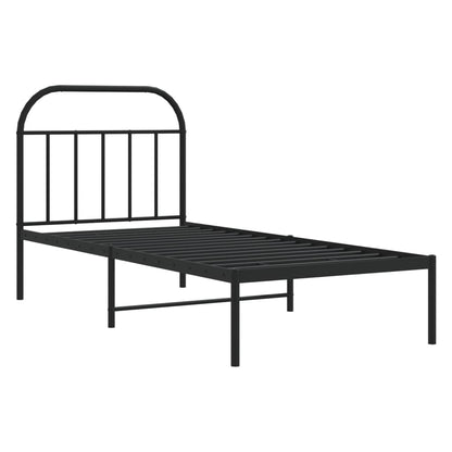 Metal Bed Frame without Mattress with Headboard Black 80x200cm