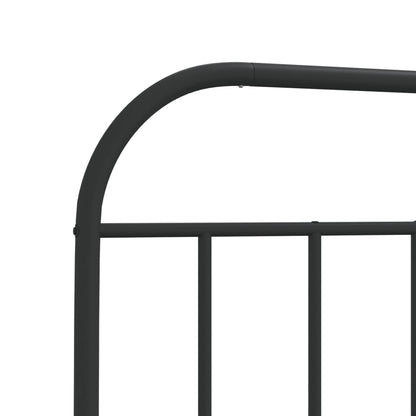 Metal Bed Frame without Mattress with Headboard Black 80x200cm