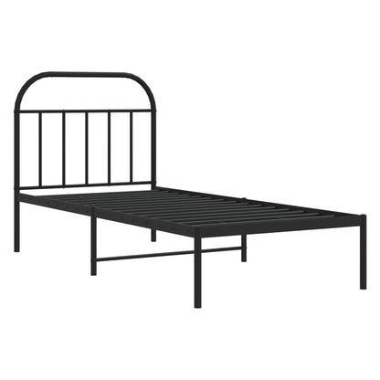 Metal Bed Frame without Mattress with Headboard Black 90x200cm