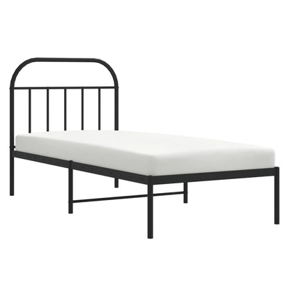 Metal Bed Frame without Mattress with Headboard Black 90x200cm