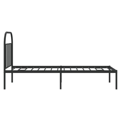Metal Bed Frame without Mattress with Headboard Black 90x200cm