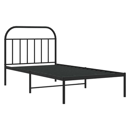 Metal Bed Frame without Mattress with Headboard Black 100x200cm