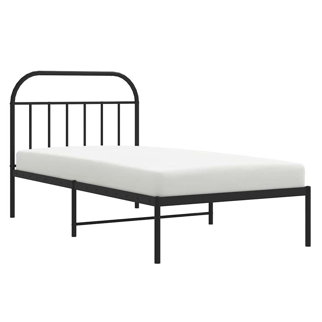 Metal Bed Frame without Mattress with Headboard Black 100x200cm