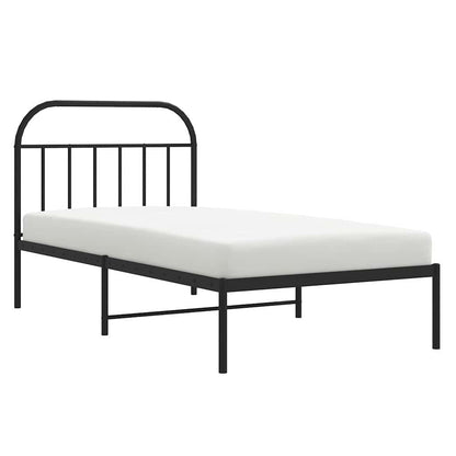 Metal Bed Frame without Mattress with Headboard Black 100x200cm