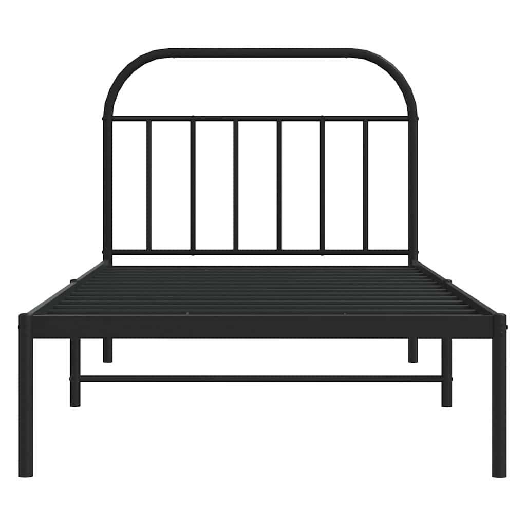 Metal Bed Frame without Mattress with Headboard Black 100x200cm