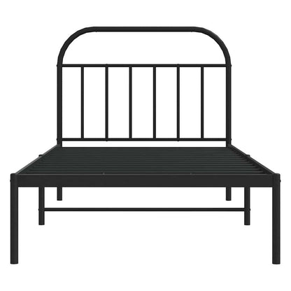 Metal Bed Frame without Mattress with Headboard Black 100x200cm