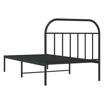 Metal Bed Frame without Mattress with Headboard Black 100x200cm